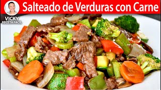 SALTEADO DE VERDURAS CON CARNE  Vicky Receta Facil [upl. by Devin]