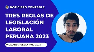 TRES REGLAS DE LEGISLACIÓN LABORAL PERUANA 2023  NoticieroLive 0102023 [upl. by Giusto]