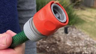 How to fit a Garden Hose End and make it stay there Hose pipe adaptor click lock fitting [upl. by Lynnette]