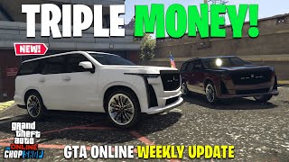 GTA ONLINE WEEKLY UPDATE NEW CAR TRIPLE MONEY amp DISCOUNTS [upl. by Neellek]