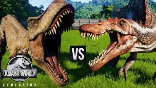 TREX VS SPINOSAURUS  Jurassic World Evolution Dinosaur Battle Arena [upl. by Einnus]