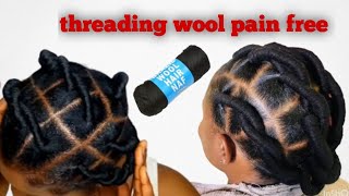 Quick African Threading hairstyle using wool [upl. by Aneela]