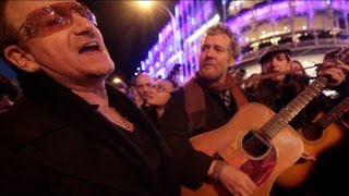 The Greatest Busk on Grafton Street  Bono and Glen Hansard busking with friends [upl. by Gluck798]