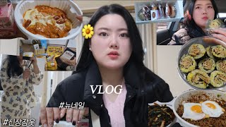 일상 먹방 브이로그🌼 봄냄새에 기분 좋은 28살청춘 인간의 일상엽떡김밥쿠키택배•마트하울미나리강아지간식 [upl. by Eddie]