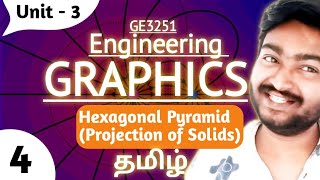 Hexagonal Pyramid in Tamil GE3251 Engineering Graphics in Tamil Unit 3 Projection of Solids Tamil [upl. by Absa627]