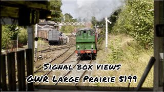 Great Western Railway Large Prairie 5199 Departing Shackerstone Station seen from the signal box [upl. by Yllut114]