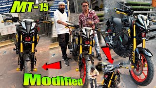 Mt15 bike modified black  Mt15 modifications  Mt15 Accessories ￼ [upl. by Yetty177]