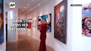 Sharon Stone shows her artwork [upl. by Nnateragram946]