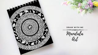 How to draw Mandala Art on Black Paper  Mandala Pattern  Easy Mandala Art [upl. by Obau382]