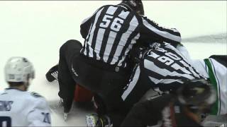 Opening Faceoff Kevin Bieksa Vs Patrick Maroon 110914 HD [upl. by Swithbart]