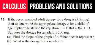 13 If the recommended adult dosage for a drug is D in mg then to determine the appropriate [upl. by Coughlin]