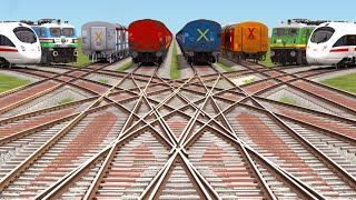 8 Trains Crossing🕎By Back To Back Running  3d Grandient Bumpy Forked Railways Tracks  railroad [upl. by Spalla]