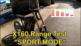 Sur Ron Segway X160 Electric Dirt Bike Range Test SPORT MODE [upl. by Ailel]