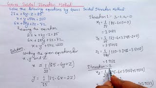 Gauss seidel method  Iterative method [upl. by Edniya]