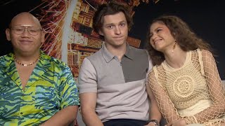 SpiderMan No Way Home Cast Interview Tom Holland Zendaya and Jacob Batalon [upl. by Hairehcaz13]