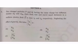 physics 2024 paper Two charged particles P and Q having the same charge but [upl. by Dudden]