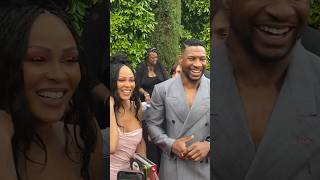 Meagan Good amp Jonathan Majors Arrive at the NAACP Theatre Awards NAACP [upl. by Enitsuga]