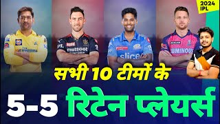 IPL 2024  All 10 Teams 55 Retain Players  IPL Auction  MY Cricket Production [upl. by Buller]