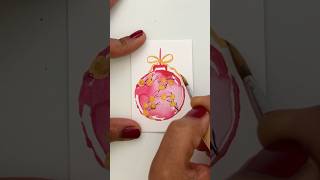 DIY Watercolor Christmas Ornament with Gold Details  Sakura inspired Holiday Gift tag or card diy [upl. by Ahel]