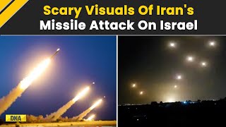 Watch Intense Visuals Of Irans Missile Attack amp Israels Iron Dome In Action  IranIsrael War [upl. by Finbur]