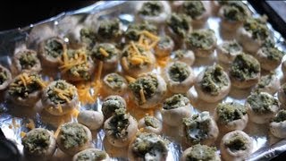 How To Make Vegetarian Stuffed Mushrooms Easy Recipe  Cooking [upl. by Atteyram789]