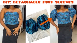 How to make Detachable puff Sleeves  Bustier top with detachable sleeves [upl. by Mandie837]