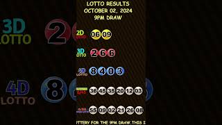 Lotto Result Today 900 pm draw October 02 2024 shorts [upl. by Garda701]