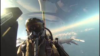 Aerial fight Dutch F16 vs US F15 over North Sea  English description [upl. by Ozne203]