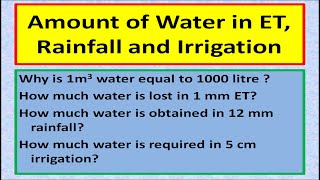 Amount of Water in ET Rainfall and Irrigation [upl. by Daron]