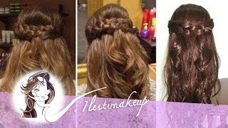 Peinado fácil Semirecogido con ondas y trenzas [upl. by Nawtna211]