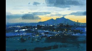 觀音山水粉小畫 2019 簡忠威 Chien Chung Wei Watercolor [upl. by Aikemahs]