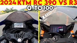 2024 Yamaha R3 VS KTM RC 390  TOPSPEED BATTLE [upl. by Nogam121]