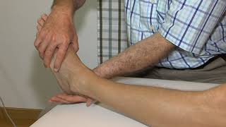 Transverse friction massage on the calcaneofibular ligament [upl. by Sparke400]