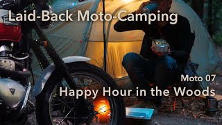 SOLO MOTO CAMPING  Happy Hour in Woods  Triumph Scrambler  Tudor Black Bay 54  Relaxing ASMR [upl. by Leland180]