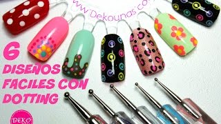 Decoración de uñas FACIL con dotting  Dotting easy nail art [upl. by Duwad]