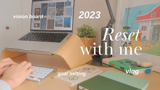 2023 reset vlog  new year’s resolutions vision board groceries movie [upl. by Airreis490]