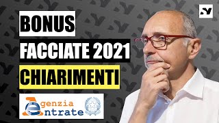 BONUS FACCIATE 2021  Chiarimenti dellAgenzia delle Entrate [upl. by Swehttam]