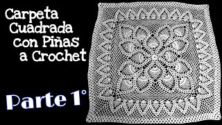 Carpeta Cuadrada con Piñas a Crochet Parte 1° 65 Centímetros [upl. by Whitelaw386]