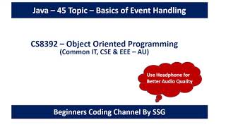 Java Event Handling  Basics of Event Handlers  Adapter Class  Program  OOP  Tamil  58 [upl. by Adilem]