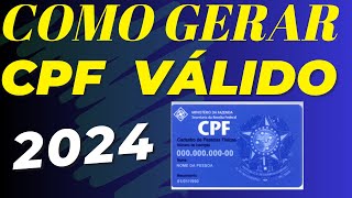 COMO GERAR CPF VÁLIDO 2024 [upl. by Sansone337]