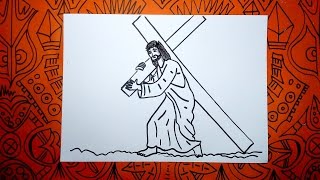 Aprende a dibujar a Jesus con la cruz en el viacrucis [upl. by Aicatsal804]