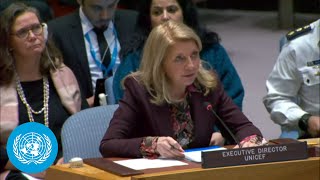 UNICEF Director Addresses IsraelPalestine Crisis  Security Council  United Nations [upl. by Mikes]