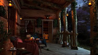 Heavy Rain and Thunder Sounds in a Cozy Cabin Porch  Rainstorm in the Forest for Sleeping and Relax [upl. by Haines]