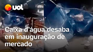 Caixa dágua desaba em inauguração de mercado e mata uma pessoa em Pontal do Paraná veja vídeo [upl. by Asyen]