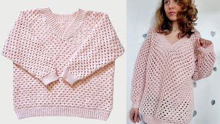 Comment faire un pull au crochet 🧶 Toutes tailles 💐 Printemps été 🌈 Tuto crochet facile gratuit ✨ [upl. by Nedle]