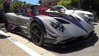 Pagani Zonda Lineup Aston Martin Valkyrie amp Bugatti Chiron Super Sport  Car Week 2024 [upl. by Anilam]