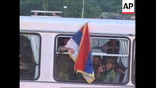 KOSOVO SERB CIVILIANS HEAD OUT OF PRISTINA [upl. by Merton783]