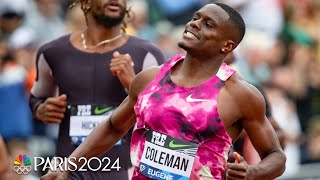 Christian Coleman holds off Ferdinand Omanyala in mens 100m at Prefontaine Classic  NBC Sports [upl. by Merideth731]