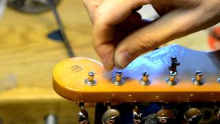 Fender Strat slot tuner restring tip to prevent Hi E slippage  keep it in tune by Bill Baker [upl. by Silas]