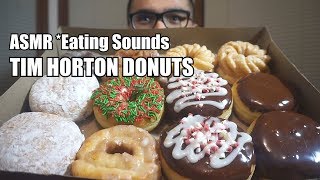 ASMR Eating Sounds TIM HORTON DONUTS NO TALKING [upl. by Aronaele484]